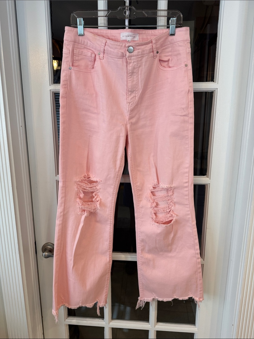 Risen Jeans Light Pink Distressed wide leg size13